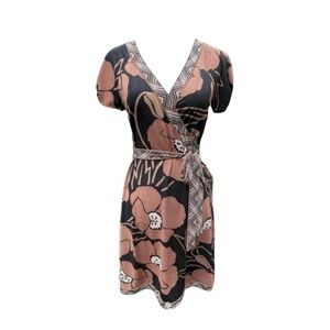 BCBG Black and Brown Floral Mini Dress